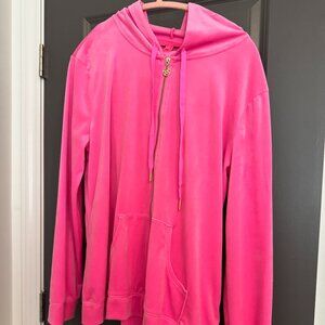 Like NEW! Lilly Pulitzer Pink Velvet Velour Zip-Up Jacket